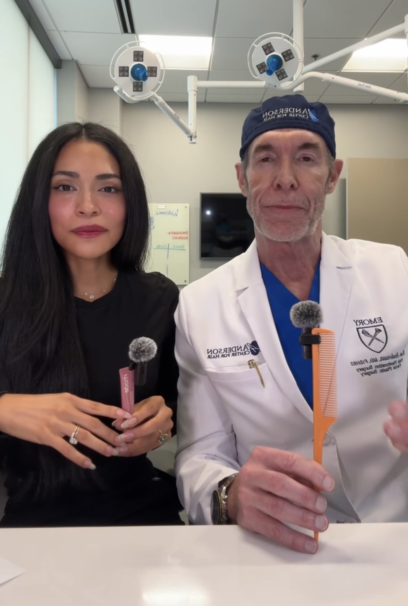 Hannah with Dr. Anderson on set